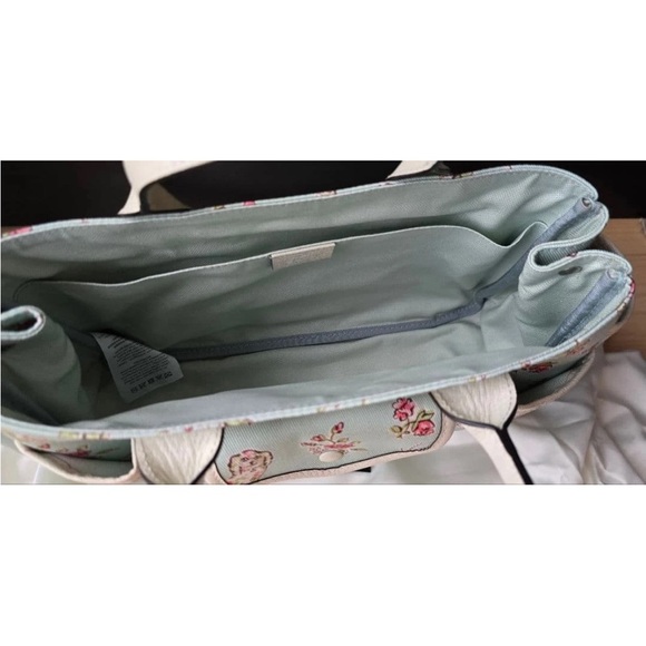 Gucci Blue and Cream Floral Tote - Picture 3 of 8